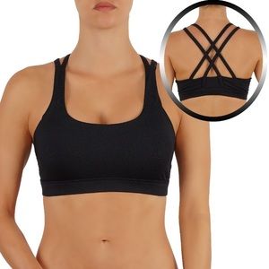 Yoga/workout bra, black/gray, criss cross strappy back size XL NWT